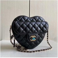 Promotional Chanel 2022S Love Heart Original Lambskin Crossbody Chain Bag AS3191Y Black