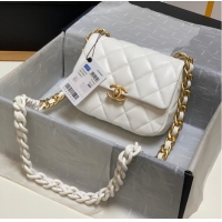 Promotional Chanel mini Shoulder Bag Lambskin&Gold-Tone Metal AS3205 white