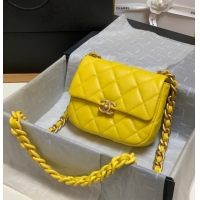 Top Grade Chanel mini Shoulder Bag Lambskin&Gold-Tone Metal AS3205 yellow