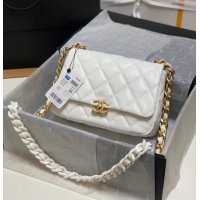 Grade Quality Chanel small Shoulder Bag Lambskin&Gold-Tone Metal AS3206 white