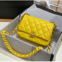 Modern Classic Chanel small Shoulder Bag Lambskin&Gold-Tone Metal AS3206 yellow