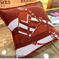 Reasonable Price Hermes Wool Pillow 50x50cm H110212 Burgundy 2021