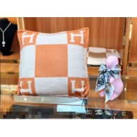 Fashion Hermes Avalon Wool Pillow 45x45cm H110216 Orange 2021