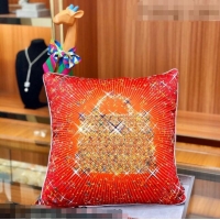 Top Grade Hermes Horse Pillow 45x45cm H110219 Red/Gold 2021