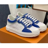 Good Taste Louis Vuitton Time Out Sneaker in Monogram-embossed Leather White/Blue 329055