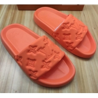 Super Quality Louis Vuitton Sunbath Monogram Rubber Flat Slide Sandals Orange 042517