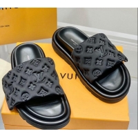 Classic Practical Louis Vuitton Pool Pillow Comfort Slide Sandals in Monogram Textile Black 042524