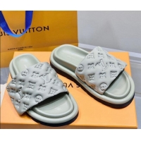 Top Quality Louis Vuitton Pool Pillow Comfort Slide Sandals in Monogram Textile Grey 042524