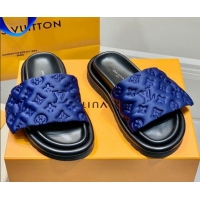 Best Price Louis Vuitton Pool Pillow Comfort Slide Sandals in Monogram Textile Blue 042524