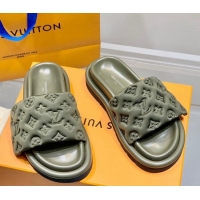 Low Price Louis Vuitton Pool Pillow Comfort Slide Sandals in Monogram Textile Green 042524