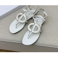 Sophisticated Dior Calfskin CD Flat Sandals White 032228