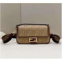 Most Popular FENDI BAGUETTE CHAIN FF fabric bag 8BR600A brown