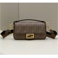 Grade Discount Fendi Baguette Chain FF fabric bag 8BR600A gray