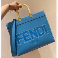 Shop Good Product Fendi Sunshine Medium blue leather shopper 8BH386A