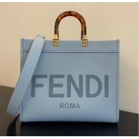 Grade Quality Fendi Sunshine Medium Light blue leather shopper 8BH386A