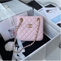 Spot Bulk Chanel mini Shoulder Bag Grained Calfskin&Gold-Tone Metal AS3176 pink