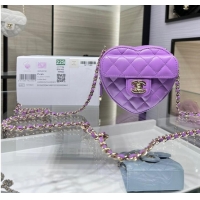 Reasonable Price Chanel 2022S Love Heart mini Lambskin Crossbody Chain Bag AO2784 Purple