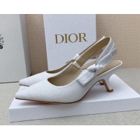 Pretty Style Dior J'Adior Slingback Pumps 6.5cm in White Embroidered Cotton Ribbon 042227