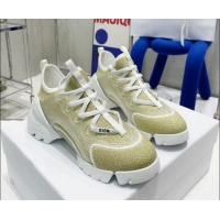 Hot Style Dior D-Connect Sneaker in Gold Laminated Mesh 042258