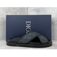 Stylish Dior Men's Aqua Slide Sandals in Black CD Diamond Canvas 042702