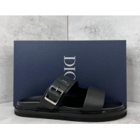 Grade Dior Men's Leather Slide Sandals Black 042703