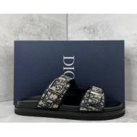 Sumptuous Dior Men's Oblique Canvas Slide Sandals 042704