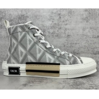 Sophisticated Dior B23 High-top Sneakers in Ligh Grey CD Diamond Canvas 042708