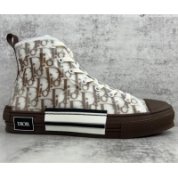 Best Grade Dior B23 High-top Sneakers in Coffee Brown Oblique Canvas 042712