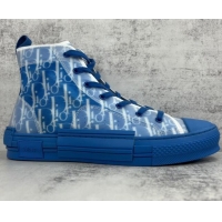 Fashion Dior B23 High-top Sneakers in Blue Oblique Canvas 042713