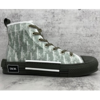 Classic Dior B23 High-top Sneakers in Olive Green Brown Oblique Canvas 042714