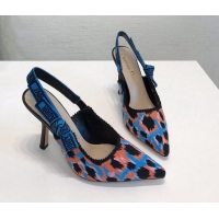 Unique Style Dior J'Adior Slingback Pumps 9.5cm in Blue Multicolor Mizza Cotton Embroidery 042716