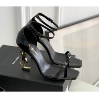 Durable Saint Laurent YSL Patent Leather Sandals 10cm Black 0426115