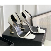 Good Product Saint Laurent YSL Patent Leather Sandals 10cm White 0426118