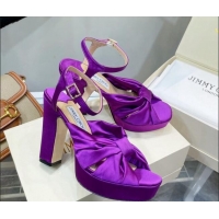 Good Looking Jimmy Choo Silk Platform High Heel Sandals 11.5cm Purple 032309