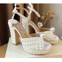 Fashion Jimmy Choo Pearl High Heel Flatform Sandals 11.5cm White 0328107