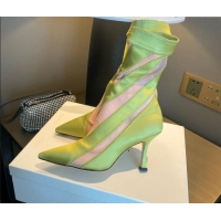 Shop Duplicate Jimmy Choo Mugler Fabric High Heel Sock Ankle Boots 10.5cm Neon Green/Light Pink 0426104