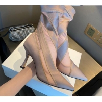 Original Cheap Jimmy Choo Mugler Fabric High Heel Sock Ankle Boots 10.5cm Nude/Pink 0426105