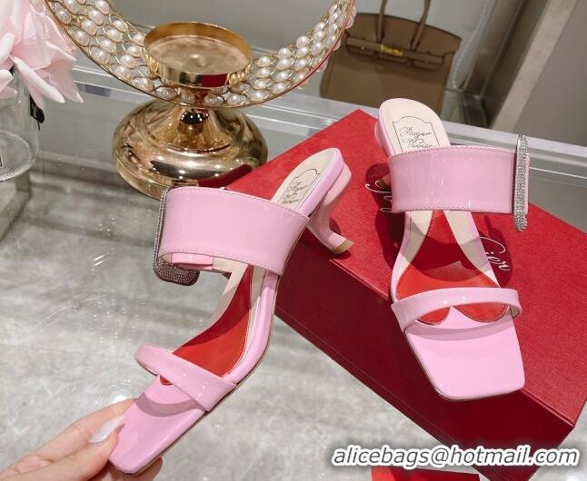 Low Price Roger Vivier Soft Leather Medium Heel Slide Sandals 5.5cm Pink 0323100