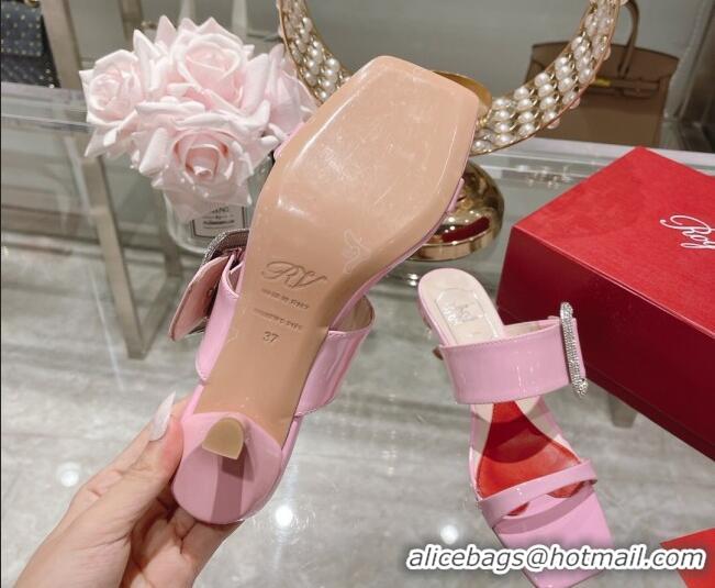 Low Price Roger Vivier Soft Leather Medium Heel Slide Sandals 5.5cm Pink 0323100