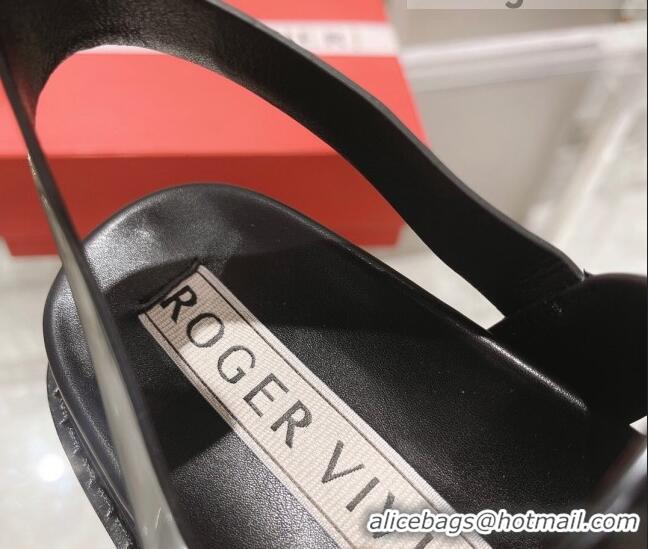 Most Popular Roger Vivier Rangers Calf Leather and Fabric Strap Sandals Black/Gold 323103