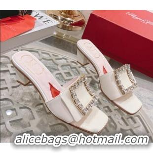 Sophisticated Roger Vivier Bikini Love Patent Leather Medium Heel Slide Sandals 4.5cm White 0425137