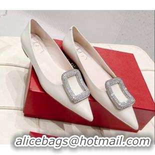 Discount Roger Vivier Bikini Love Patent Leather Ballerinas Flat White 0425145