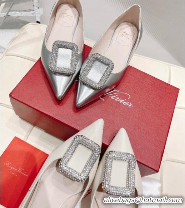 Good Looking Roger Vivier Bikini Love Patent Leather Ballerinas Flat Silver 0425146