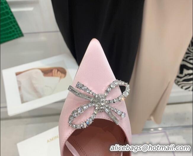 Purchase Amina Muaddi Silk High Heel Open Pumps 9.5cm Light Pink 032447