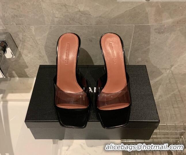 Stylish Amina Muaddi TPU Wedge Slide Sandals 10cm Black 032873