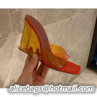 Grade Quality Amina Muaddi TPU Wedge Slide Sandals 10cm Orange 032875