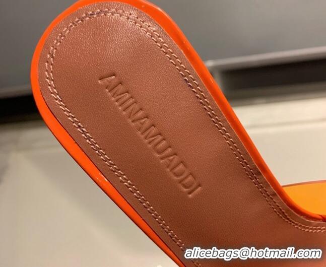 Grade Quality Amina Muaddi TPU Wedge Slide Sandals 10cm Orange 032875