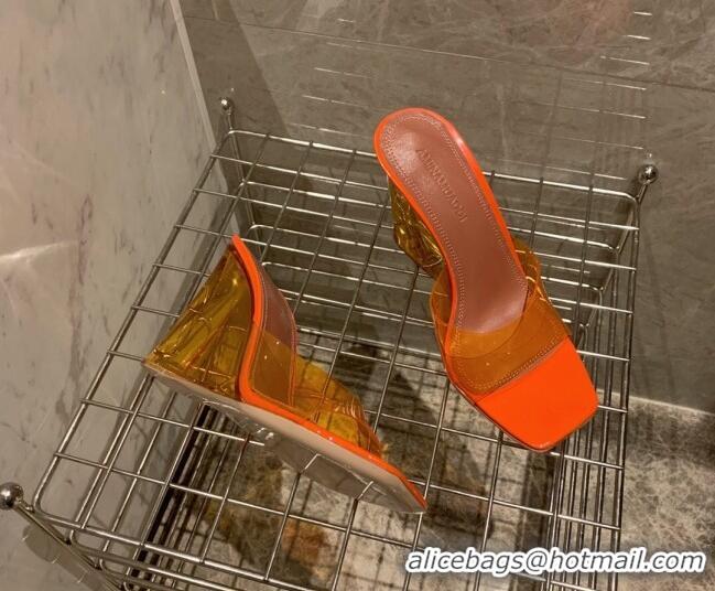 Grade Quality Amina Muaddi TPU Wedge Slide Sandals 10cm Orange 032875