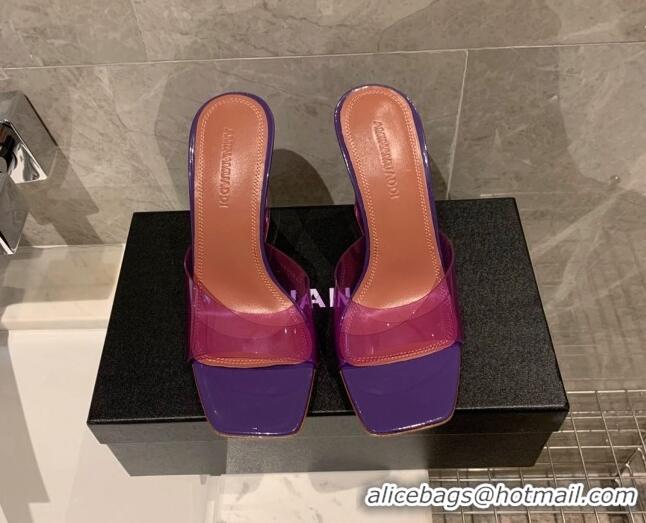 Luxury Amina Muaddi TPU Wedge Slide Sandals 10cm Purple 032876