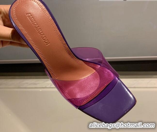 Luxury Amina Muaddi TPU Wedge Slide Sandals 10cm Purple 032876